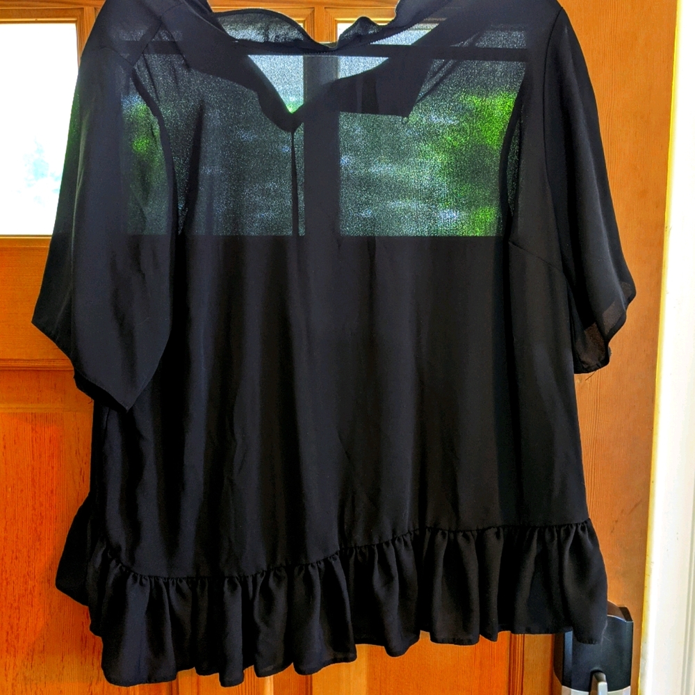 Black Ruffle Blouse
